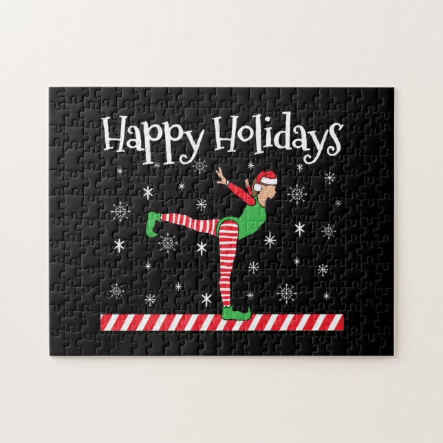 Quebra-cabeça Girls Gymnastics Elf de Natal (Horizontal)