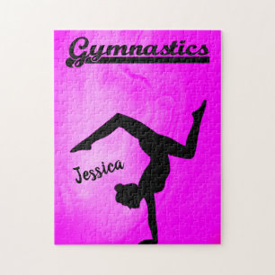 Quebra-cabeça Girls Gymnastics Purple Swirl Personalizado