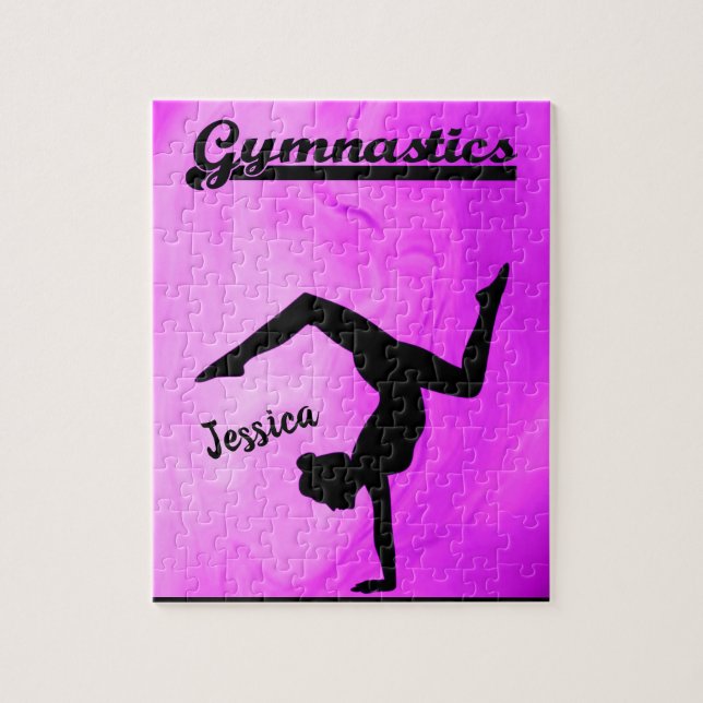 Quebra-cabeça Girls Gymnastics Purple Swirl Personalizado (Vertical)