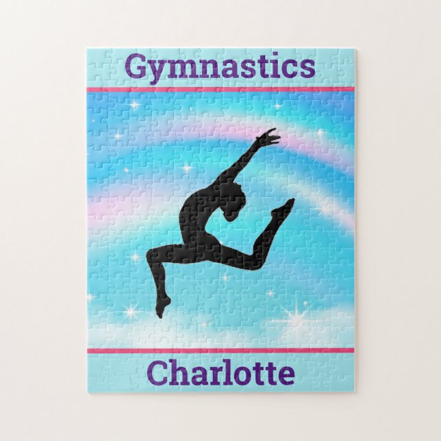 Quebra-cabeça Girls Gymnastics Saltam Nuvens Arco-Íris (Vertical)