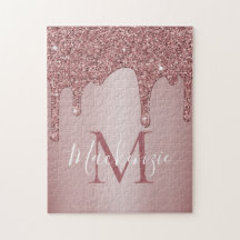 Girly Rosa Dourado Sparkle Glitter Drives Monogram