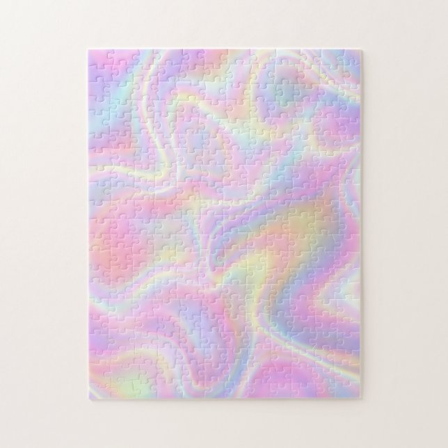 Quebra-cabeça Girly Vibrant Pastel Holographic Swirl Design      (Vertical)