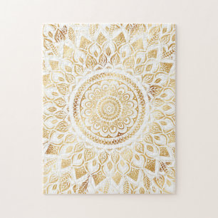 Quebra-cabeça Girly White Dourada Mandala Floral