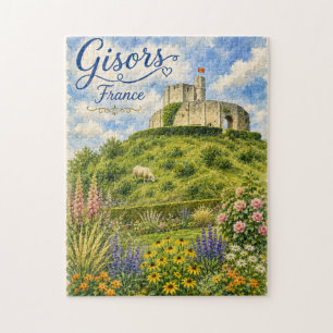 Quebra-cabeça Gisors França Castelo Normandia aquarela