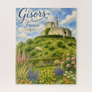 Quebra-cabeça Gisors França Castelo Normandia aquarela