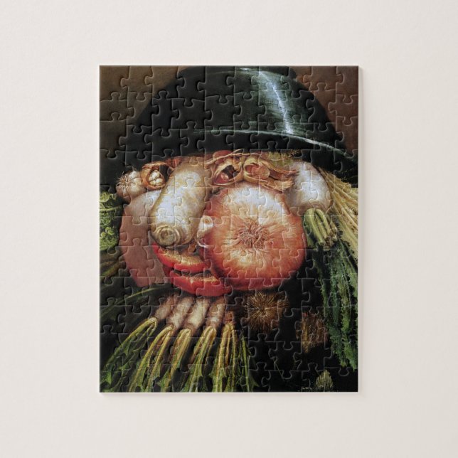 Quebra-cabeça Giuseppe Arcimboldo; O quitandeiro verde, vegetais (Vertical)