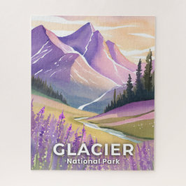 Quebra-cabeça Glacier National Park | Spring Lavender Watercolor