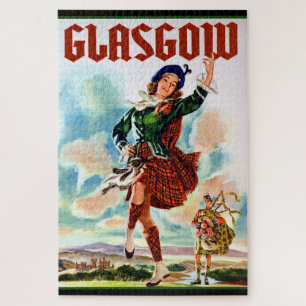 Quebra-cabeça Glasgow Scottisn Girl Dançando com Bagpiper
