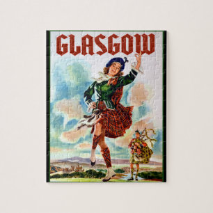 Quebra-cabeça Glasgow Scottisn Girl Dançando com Bagpiper