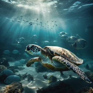 Quebra-cabeça Gliding By The Coral Reef - Sea Turtle