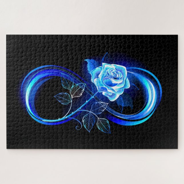 Quebra-cabeça Glowing infinity with blue rose (Horizontal)