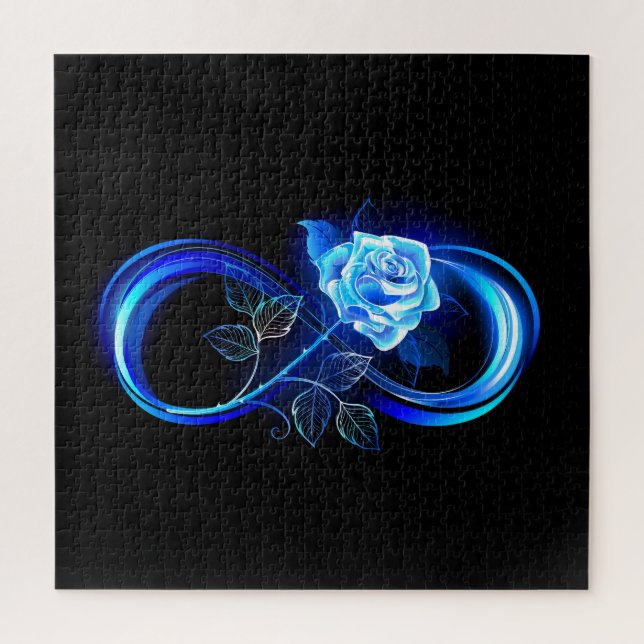 Quebra-cabeça Glowing infinity with blue rose (Vertical)