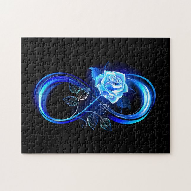 Quebra-cabeça Glowing infinity with blue rose (Horizontal)