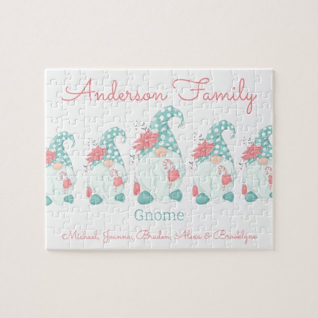 Quebra-cabeça Gnomo de Natal Personalizado Pastel Fofo Elfo (Horizontal)