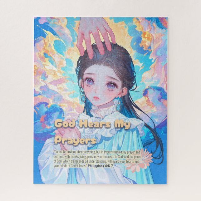 Quebra-cabeça God Hears My Prayers - Christian Retro Anime (Vertical)