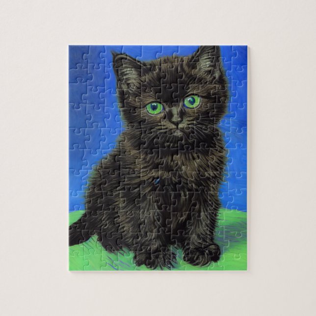 Quebra-cabeça Gogh Style Black Kitten (Vertical)