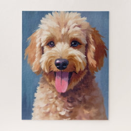 Quebra-cabeça Golden Doodle | Pintura em Aquarela de Cachorro Pe