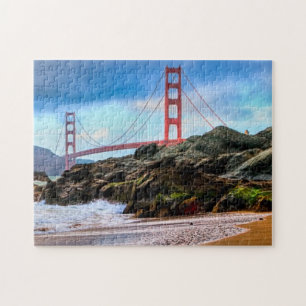 Quebra-cabeça Golden gate bridge no por do sol