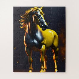 Quebra-cabeça Golden Horse Logo Puzzle | Luxury Powerful Horse J