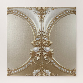 Quebra-cabeça Golden Ornate Frame with Pearls Jigsaw Puzzle
