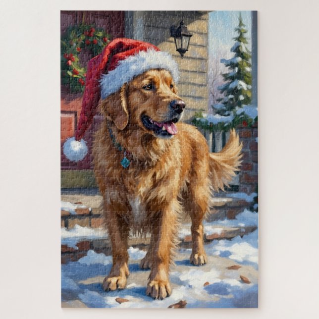 Quebra-cabeça Golden Retriever Dog Carrying Christmas Angel (Vertical)
