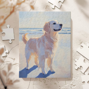 Quebra-cabeça Golden Retriever na Praia