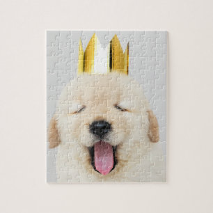 Quebra-cabeça Golden Retriever Puppy Sleepy in Crown