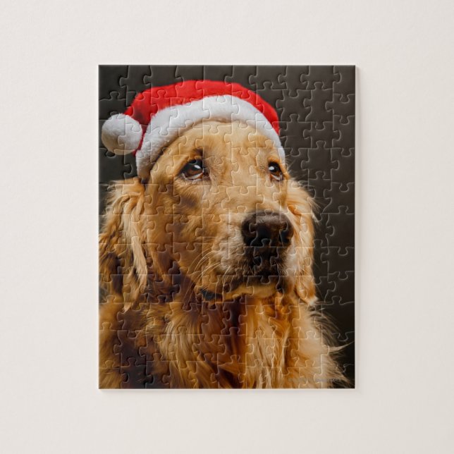 Quebra-cabeça Golden retriever que levanta para seu Natal (Vertical)