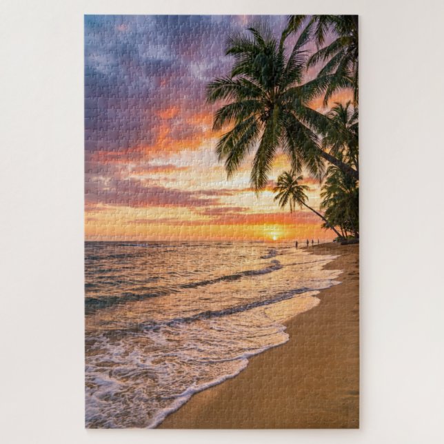 Quebra-cabeça Golden Tropical Sunset Beach Puzzle (Vertical)