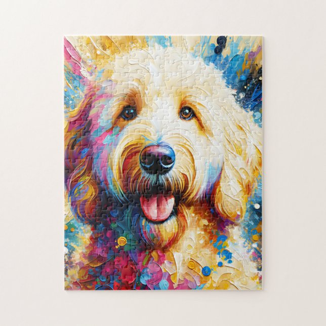Quebra-cabeça Goldendoodle Cachorro Acrilato Impressão | Colorid (Vertical)