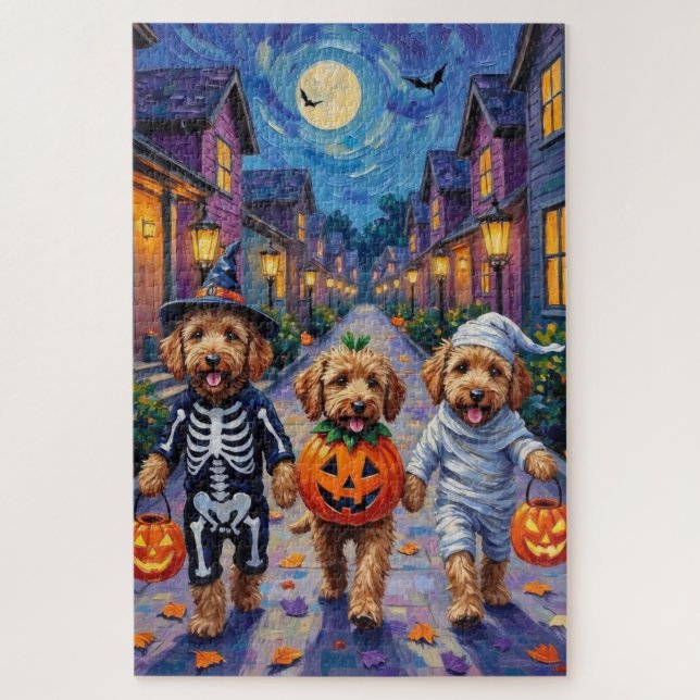 Quebra-cabeça Goldendoodle Trick or Tratating Halloween Costumes (Vertical)