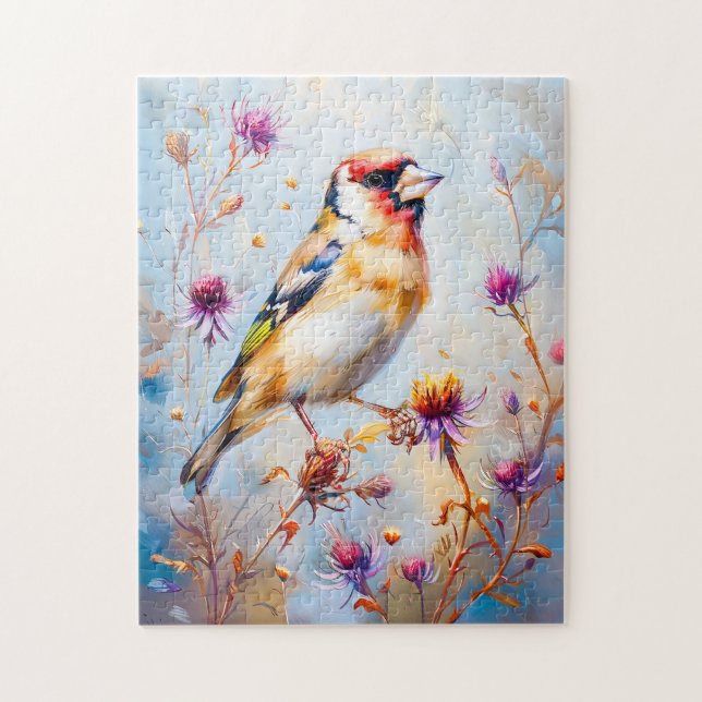 Quebra-cabeça Goldfinch em Voo, Estilo Impressionista (Vertical)
