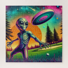 Quebra-cabeça Golfe de Disco de alienígena com Fundo do Planeta