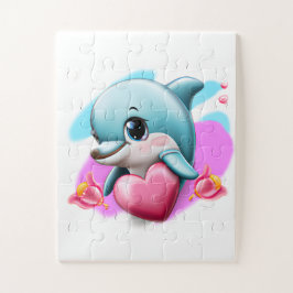 Quebra-cabeça Golfinho bebê bonito com coração Namorados