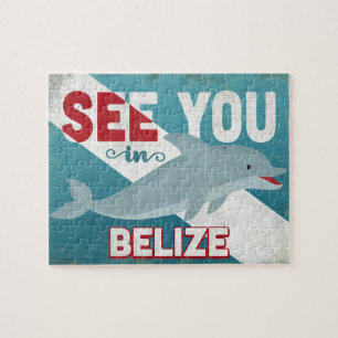 Quebra-cabeça Golfinho de Belize - viagens vintage retros