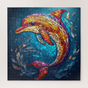 Quebra-cabeça Golfinho em Estilo Artístico de Vitral Intrincado