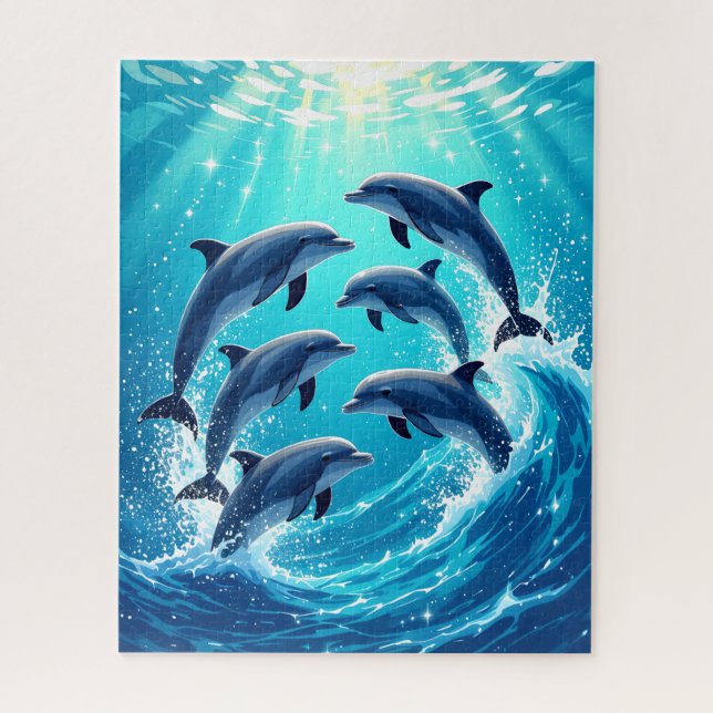Quebra-cabeça Golfinhos De Ondas Oceanas (Vertical)