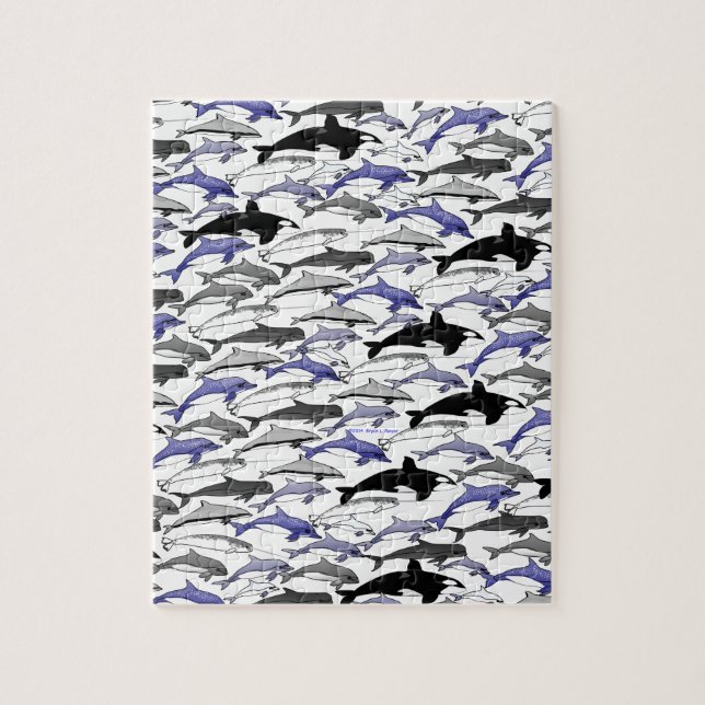 Quebra-cabeça Golfinhos e orcas que nadam o teste padrão (Vertical)