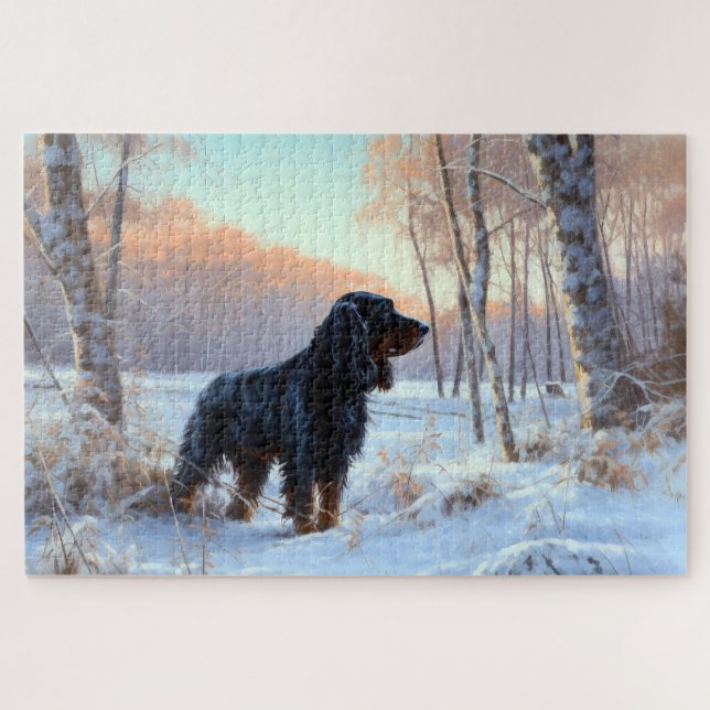 Quebra-cabeça Gordon Setter Deixe Nevar Natal (Horizontal)