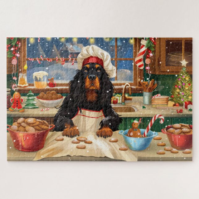 Quebra-cabeça Gordon Setter Holiday Baking: Natal Festivo (Horizontal)