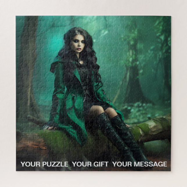 Quebra-cabeça Gótica Green Dark Forest Girl (Vertical)