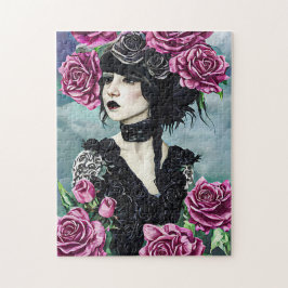 Quebra-cabeça Gótico Rosa Girl original pintura digital