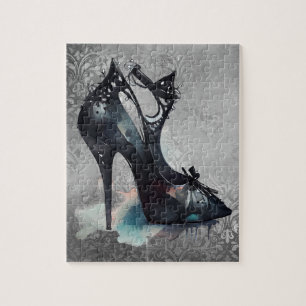 Quebra-cabeça Gótico Vogue Grunge Teal Splash Stiletto High He