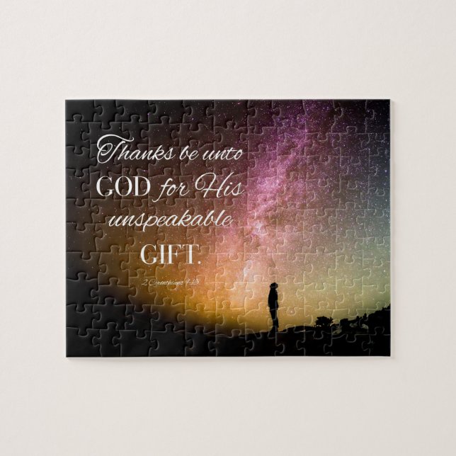 Quebra-cabeça Graças sejam dadas a Deus - 2 Cor. 9:15 (Horizontal)