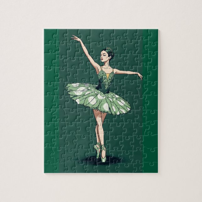 Quebra-cabeça Graceful Ballerina Puzzle – Elegant Dancer on Gree (Vertical)