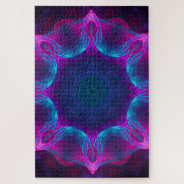 Quebra-cabeça Gradiente de Caleidoscópio Escuro e Azul Neon