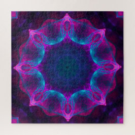 Quebra-cabeça Gradiente de Caleidoscópio Escuro e Azul Neon