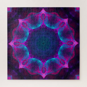 Quebra-cabeça Gradiente de Caleidoscópio Escuro e Azul Neon