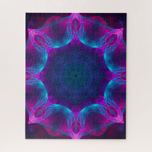 Quebra-cabeça Gradiente de Caleidoscópio Escuro e Azul Neon