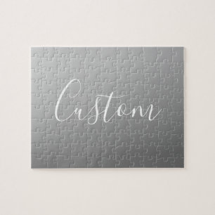 Quebra-cabeça Gradiente de Cinza de Script Branco Moderno Elegan